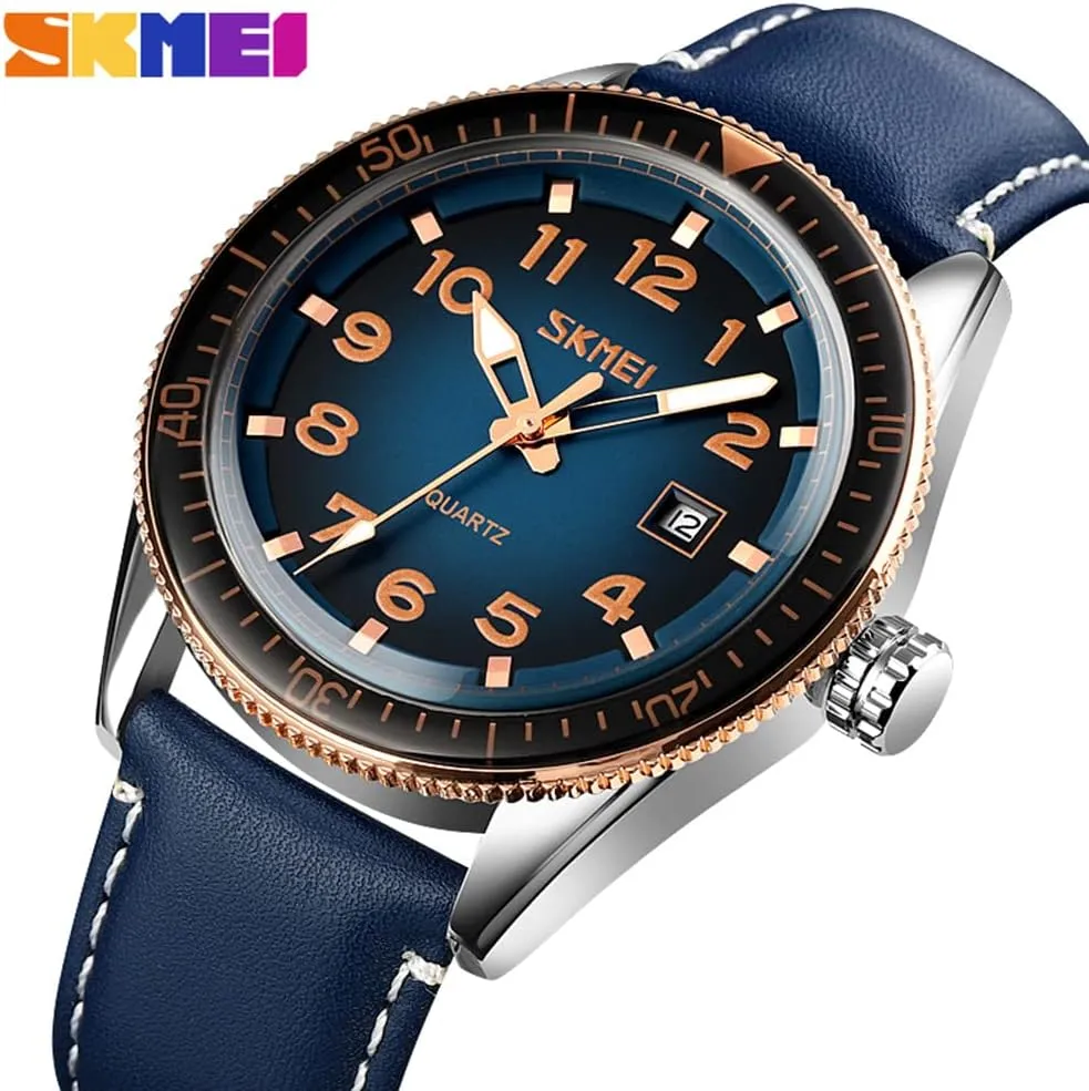 Wrist Watch SKMEI singer legislation Men Watches Black Leather Band Sports Large Big Face Luxury Waterproof Luminous Fashion Dress Casual Analog Quartz Chronograph Father Gifts 