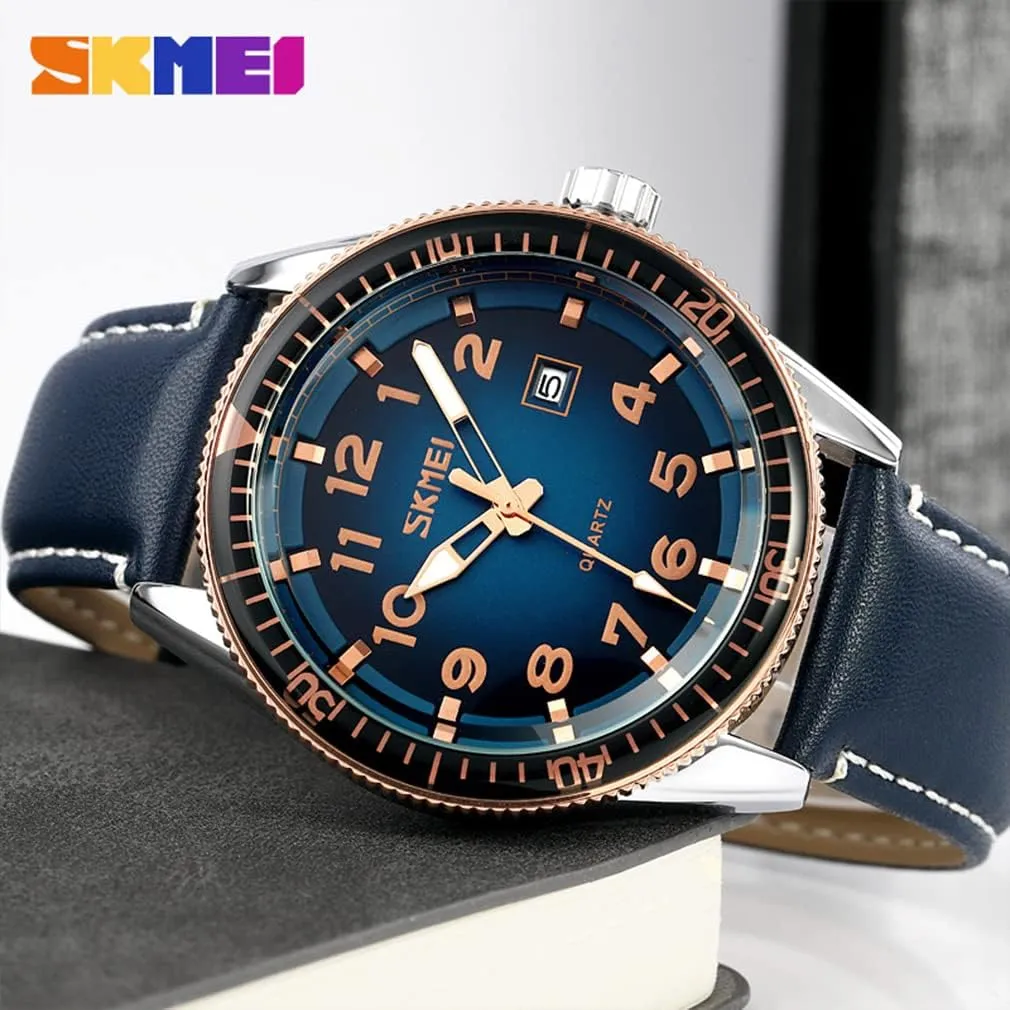 Wrist Watch SKMEI singer legislation Men Watches Black Leather Band Sports Large Big Face Luxury Waterproof Luminous Fashion Dress Casual Analog Quartz Chronograph Father Gifts 