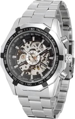 Wrist Watch with eel data revival handle worldwide Stainless Steel Bracelet FORSINING Men's Automatic Waterproof Skeleton 