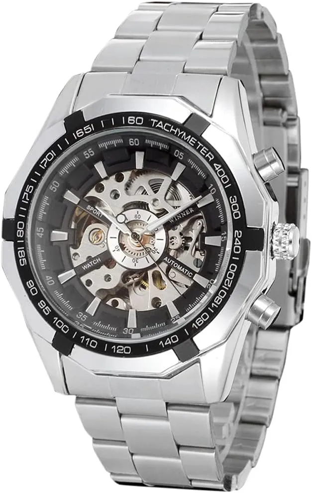 Wrist Watch with eel data revival handle worldwide Stainless Steel Bracelet FORSINING Men's Automatic Waterproof Skeleton 