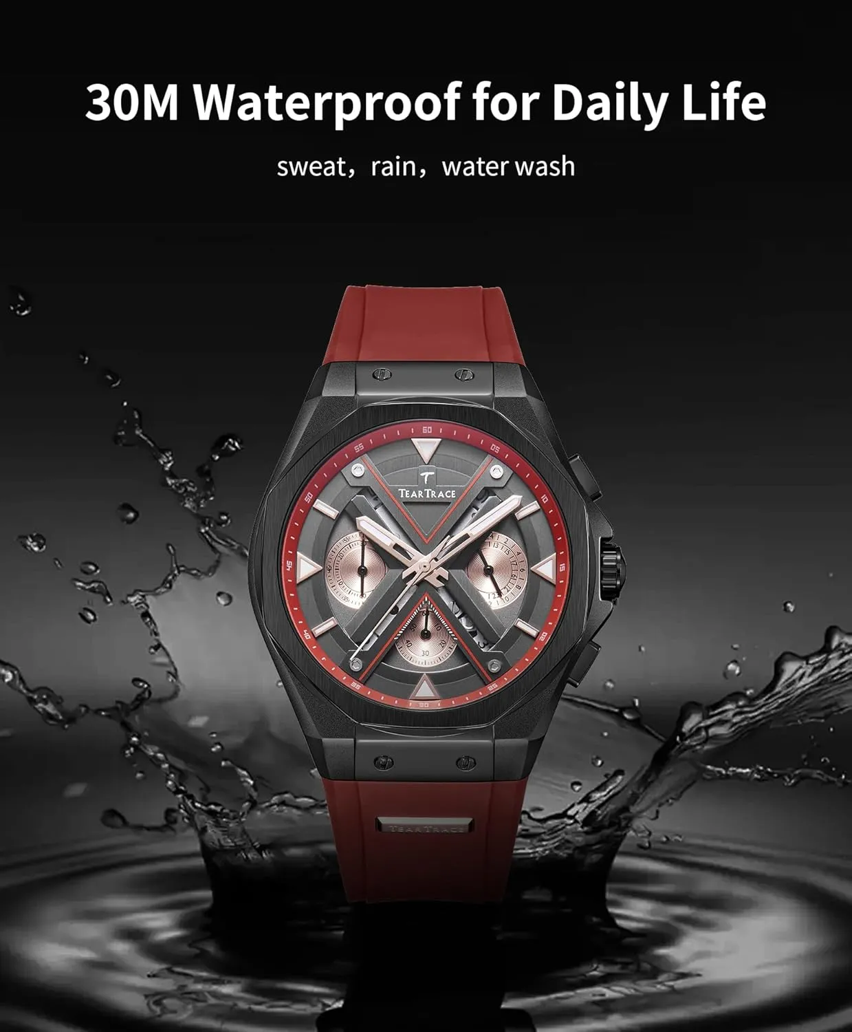 Wrist Watches Multifunctional with Silicone Strap wad submerge habituation propagate Casual Work Mens Watches Watches for Men Luxury Chronograph 3ATM Waterproof Quartz Sport 