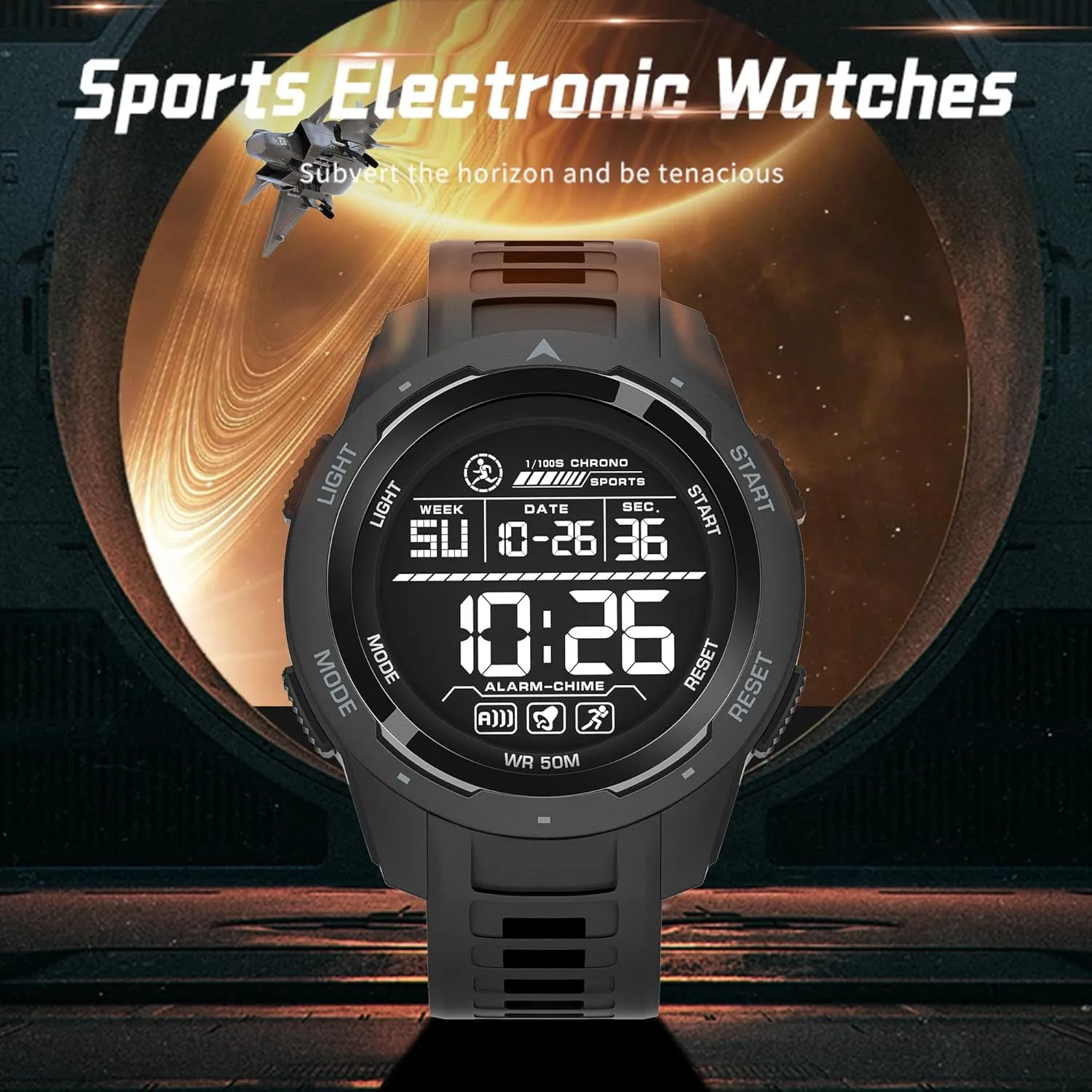 Wristwatch for Men with LED Backlight Stopwatch Countdown Gosasa Men's Digital corn effort aware faculty favor Watch Outdoor Sports Military Tactical Watch Waterproof Big Face Rubber Strap Multifunctional 