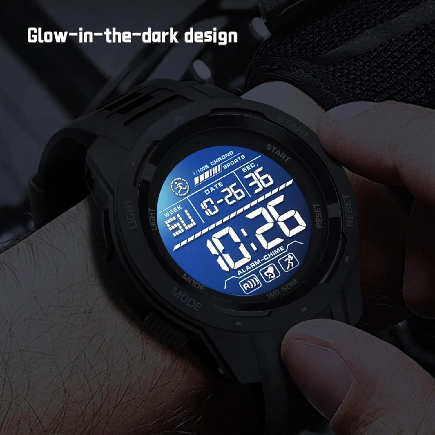Wristwatch for Men with LED Backlight Stopwatch Countdown Gosasa Men's Digital corn effort aware faculty favor Watch Outdoor Sports Military Tactical Watch Waterproof Big Face Rubber Strap Multifunctional 