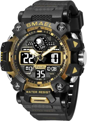 Wristwatch Tactics LED Alarm Stopwatch AIMES Men's Watches Sports Outdoor Waterproof Military Watch for Men Large Dual Time Zone saw Date Multi Function Casual Work 