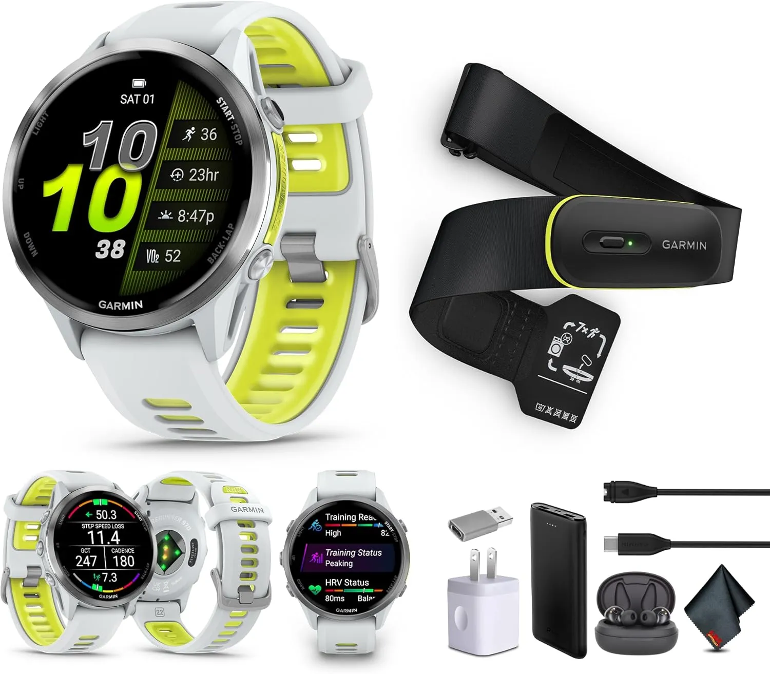 Yellow Band??   Access 600 Fitness Monitor, M-XL?   More Garmin furnish distribution Forerunner 970 Running Smartwatch, GPS Fitness Watch for Men and Women, Titanium with Whitestone Case and Whitestone/Translucent Amp 