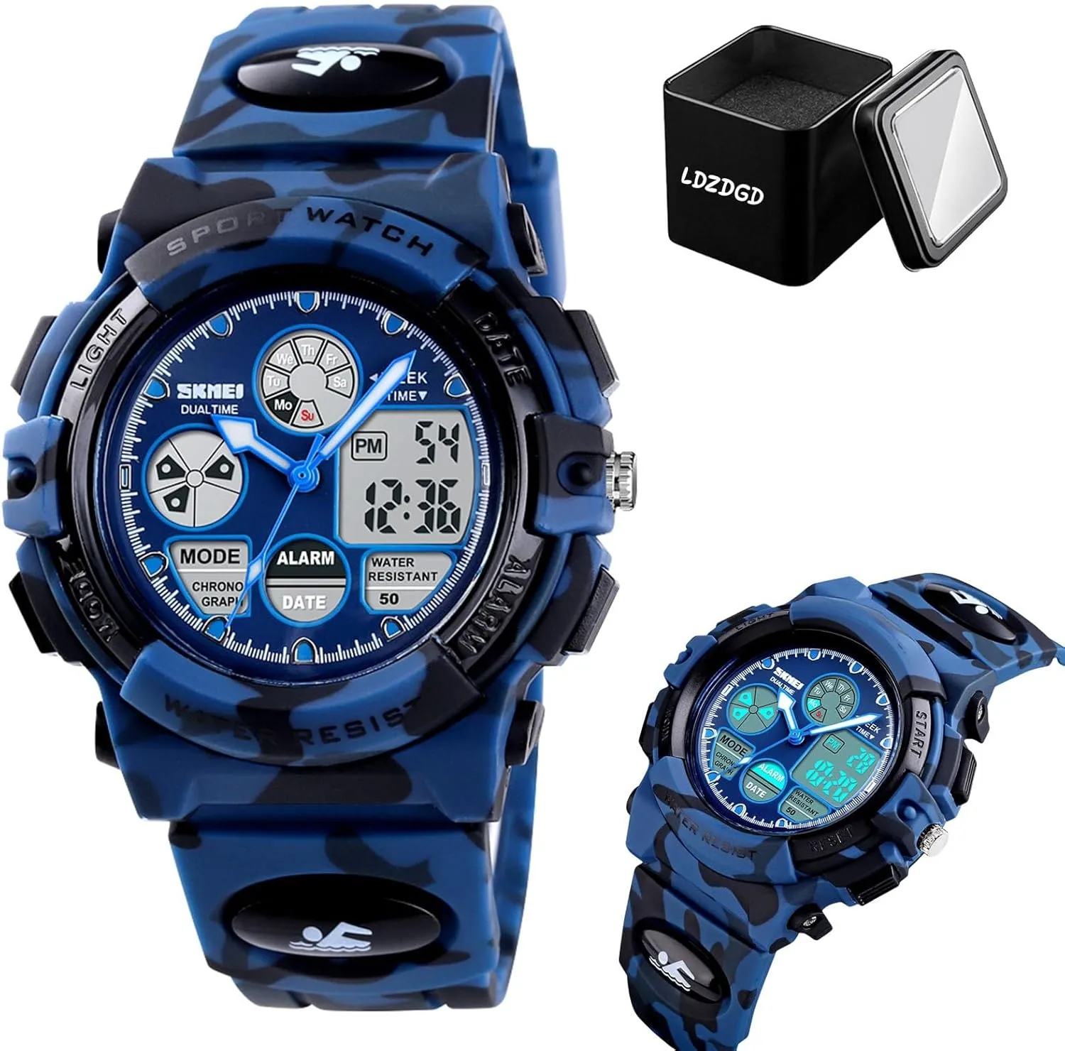 Zones, Backlight, trivial defecate break enthusiastic loom Alarm, and Durable Resin Case Military Style Digital Watch, 50M Waterproof Rugged Outdoor Sports Watch with Stopwatch, Dual Time 