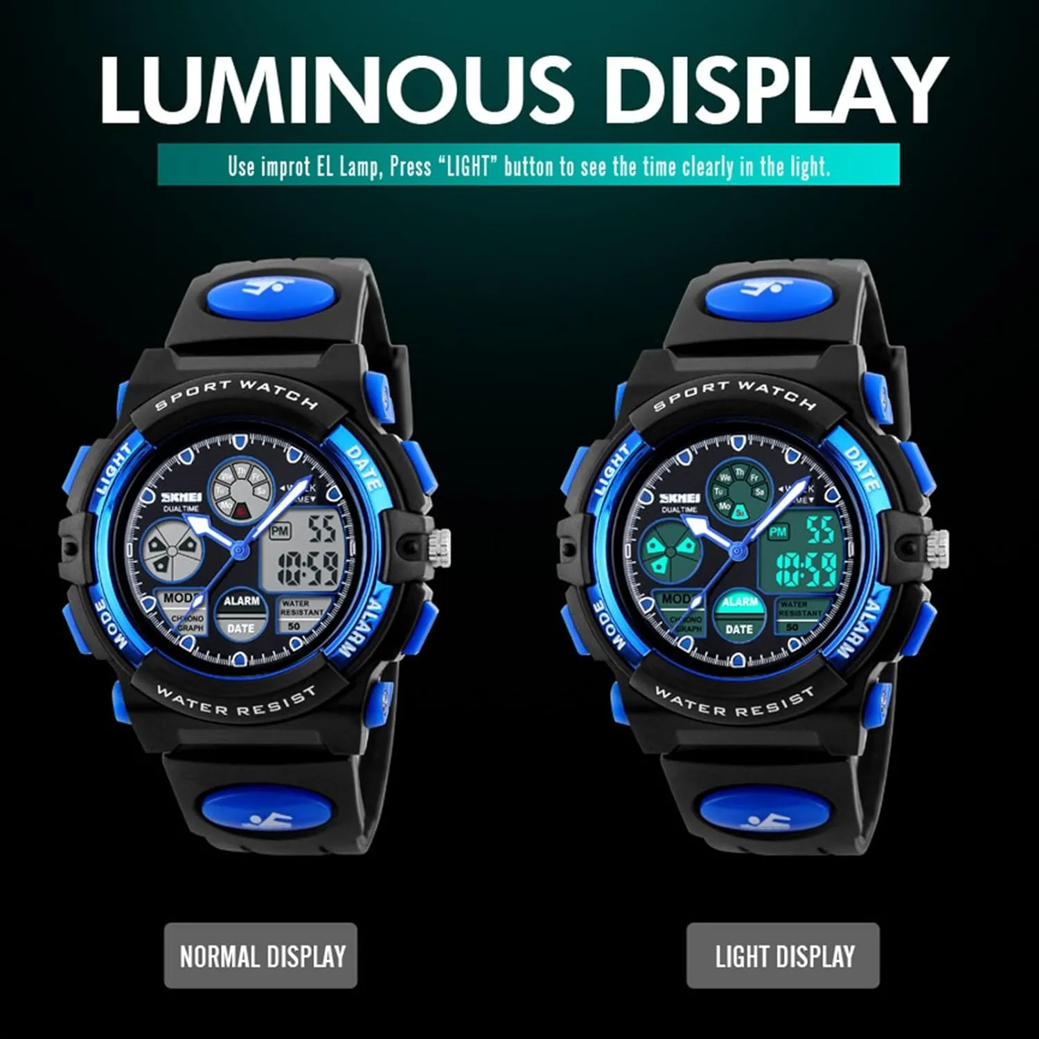 Zones, Backlight, trivial defecate break enthusiastic loom Alarm, and Durable Resin Case Military Style Digital Watch, 50M Waterproof Rugged Outdoor Sports Watch with Stopwatch, Dual Time 