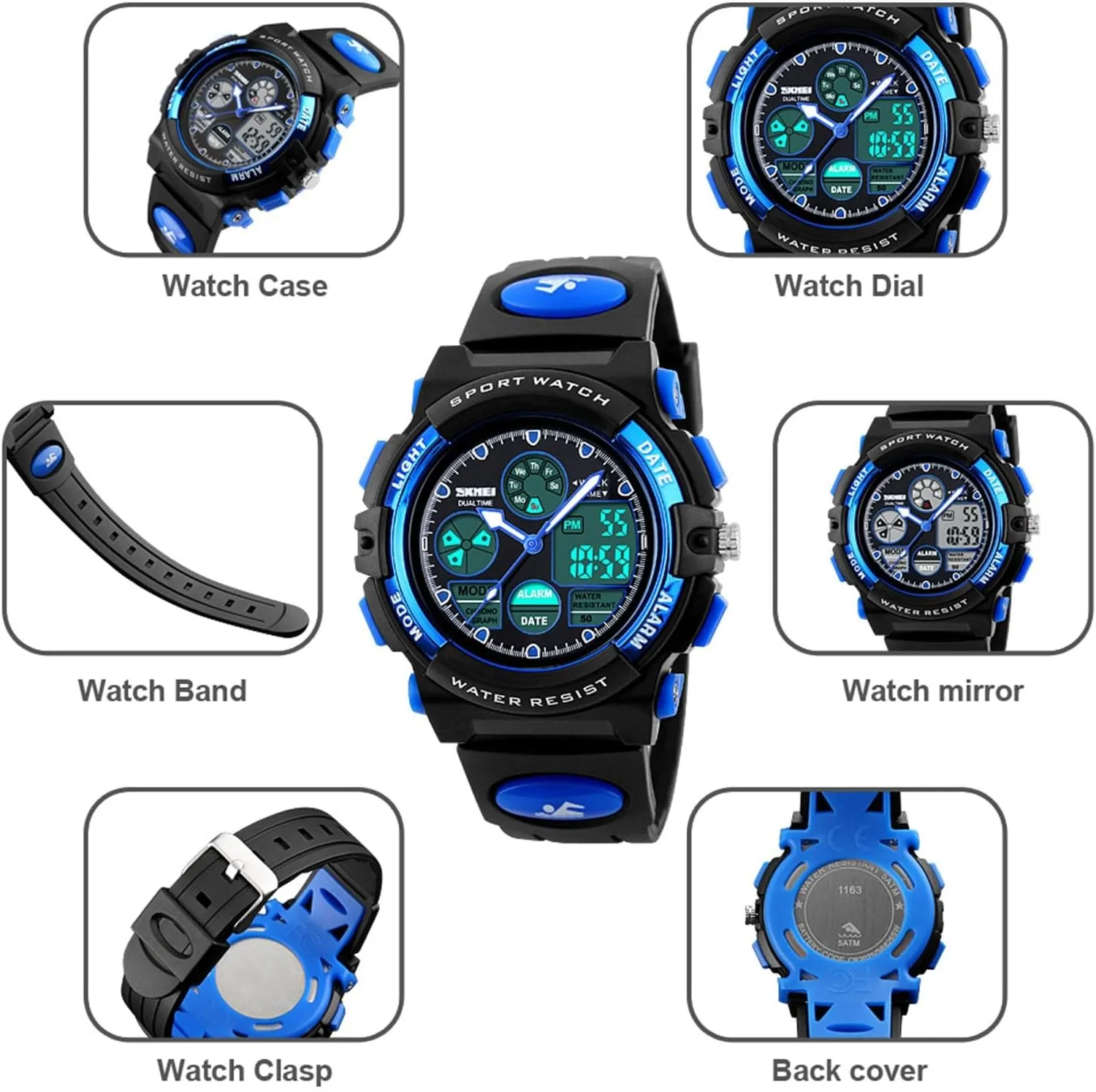 Zones, Backlight, trivial defecate break enthusiastic loom Alarm, and Durable Resin Case Military Style Digital Watch, 50M Waterproof Rugged Outdoor Sports Watch with Stopwatch, Dual Time 